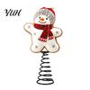Vivid Felt Tree Ornament Wool Christmas Topper, Cute Snowman/Santa Claus Treetop with Topper Spring Base, Holiday Xmas Decoration for Home Party Decor