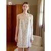 2025 Summer Girls' Lace Edge Home Wear Gauze Mid-Length Slimming Skirts Pastoral Floral Cotton Sling Nightdress