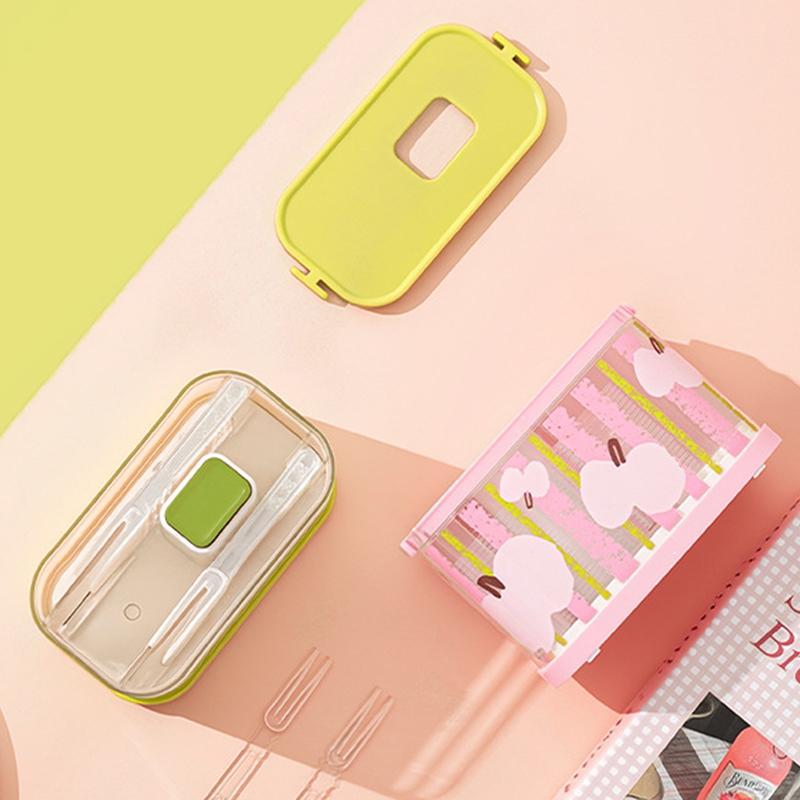 Disposable Fruit Fork Storage Box With 50 Pcs Fruit Forks Press Design Reusable Portable Fork Organizer Home Party Use