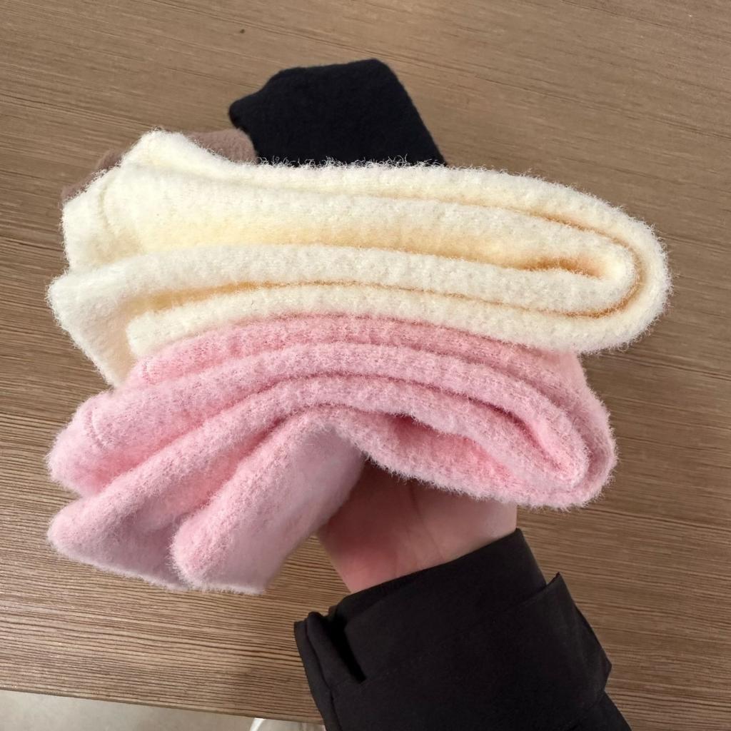 Thickened Australian Velvet Solid Color Medium Tube Socks Children'S Socks Velvet Coffee Color Confinement Socks Casual