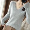 YYFS Women's Fashion Casual Solid Color Print Autumn Winter Long Sleeve V-Neck Pullovers & Long Sleeves