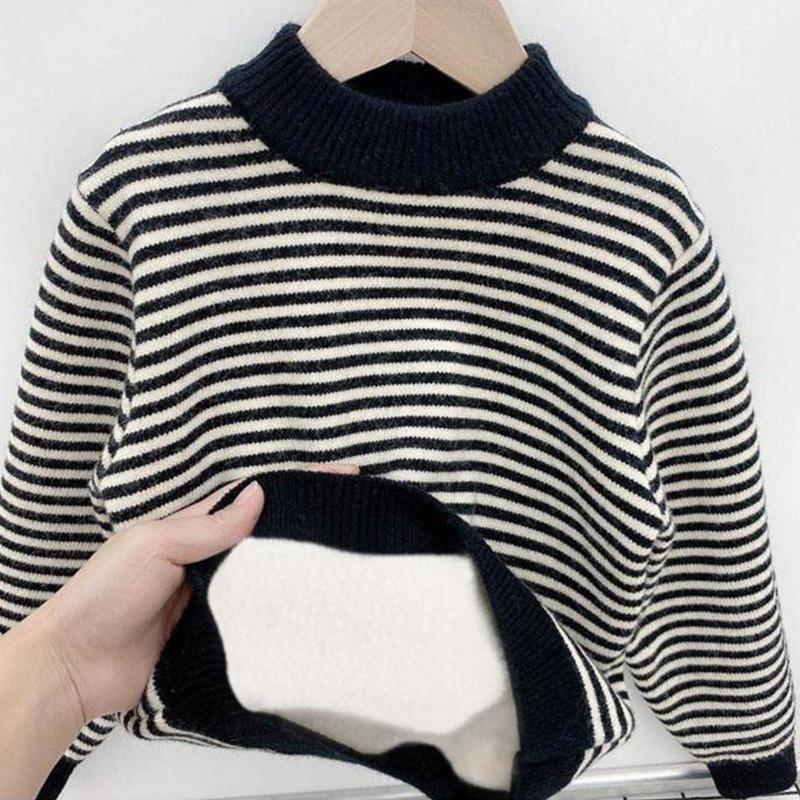 

Детский свитер утолщенный осенне-зимний модный универсальный детский полосатый вязаный свитер детский топ 110
