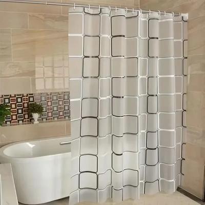 PEVA Waterproof Shower Curtain Bathroom Bath Curtain Modern Geometric Plaid Pattern Farmhouse Household Decoration