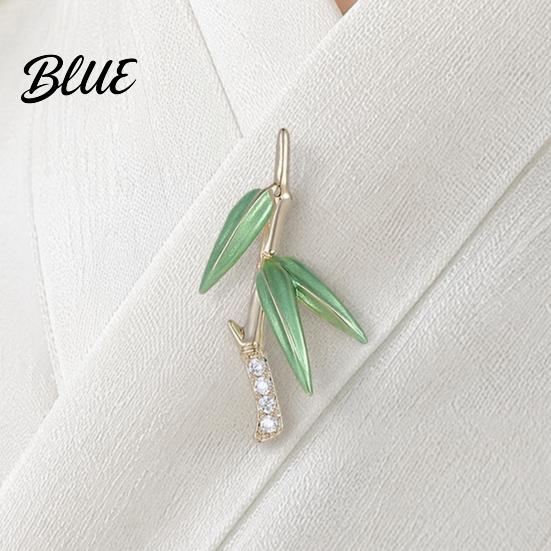Green Bamboo Brooch Pin for Women Three-Dimensional Shape with Bag