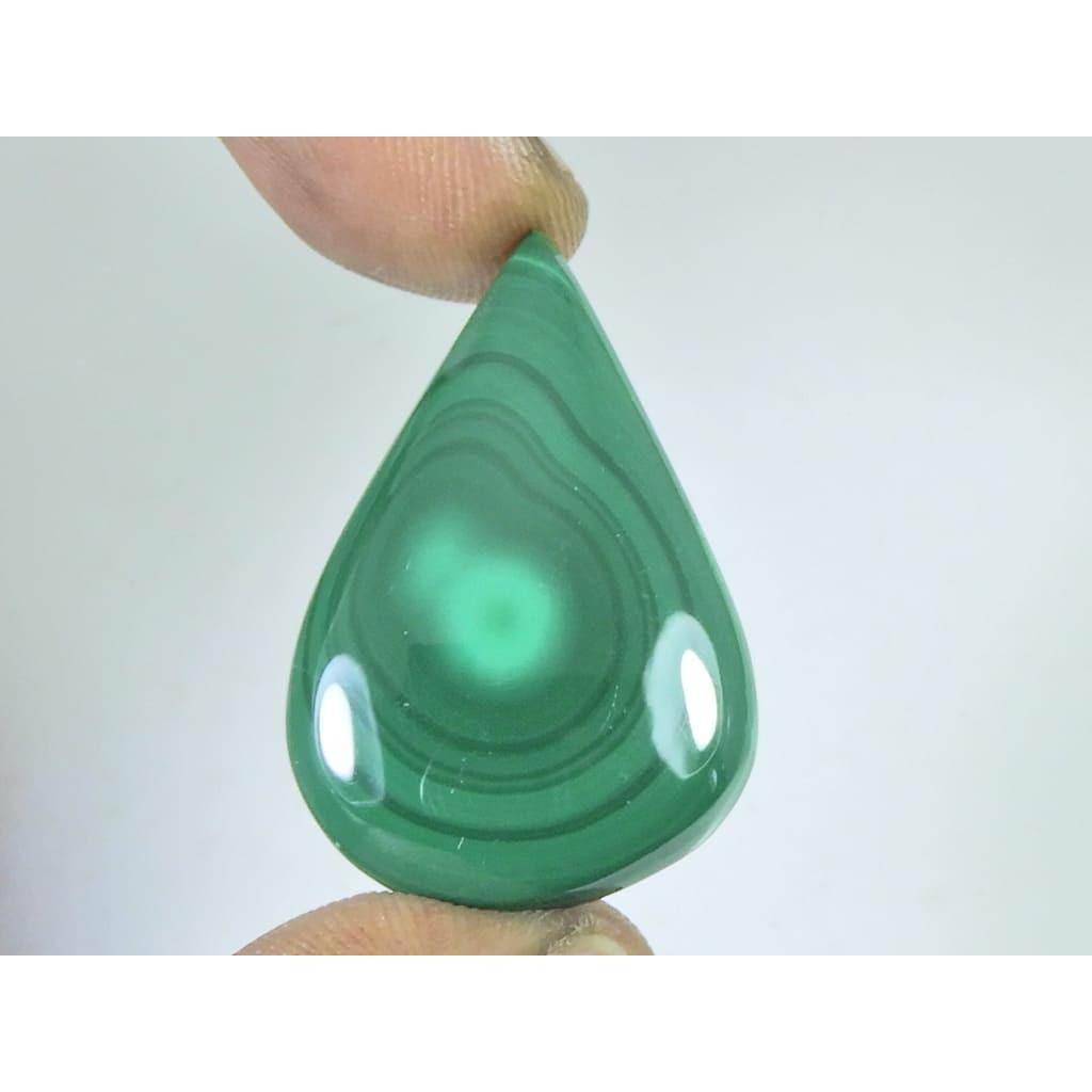 

56Cts. Natural Green Malachite Pear Shape Cabochon Loose Gemstone 24X38X05MM D-351