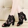 Pantofola estiva da donna in pizzo tacco medio sandali taglie forti mesh traspirante moda comodi tacchi alti