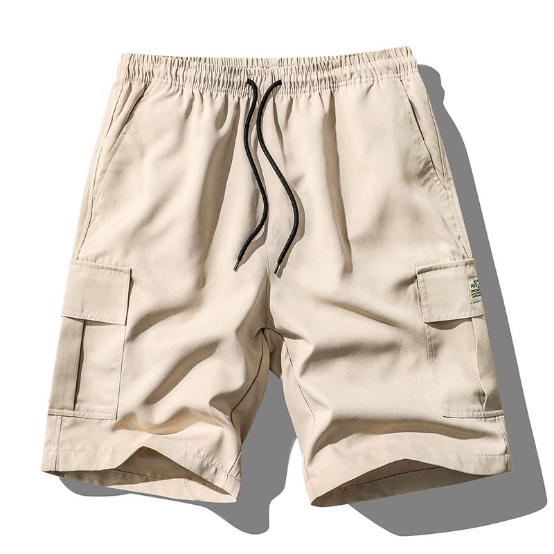 Men's Summer Cargo Shorts Loose Plus Size Drawstring Casual 5 Inch Shorts Multi-Pocket Fashion Versatile Sports Beach Pants