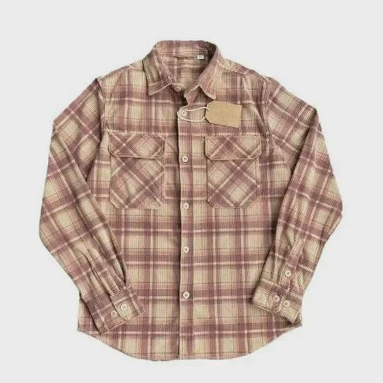 Men's Retro Corduroy Plaid Shirt - Spring/Autumn Casual Lapel Long Sleeve Top Jacket