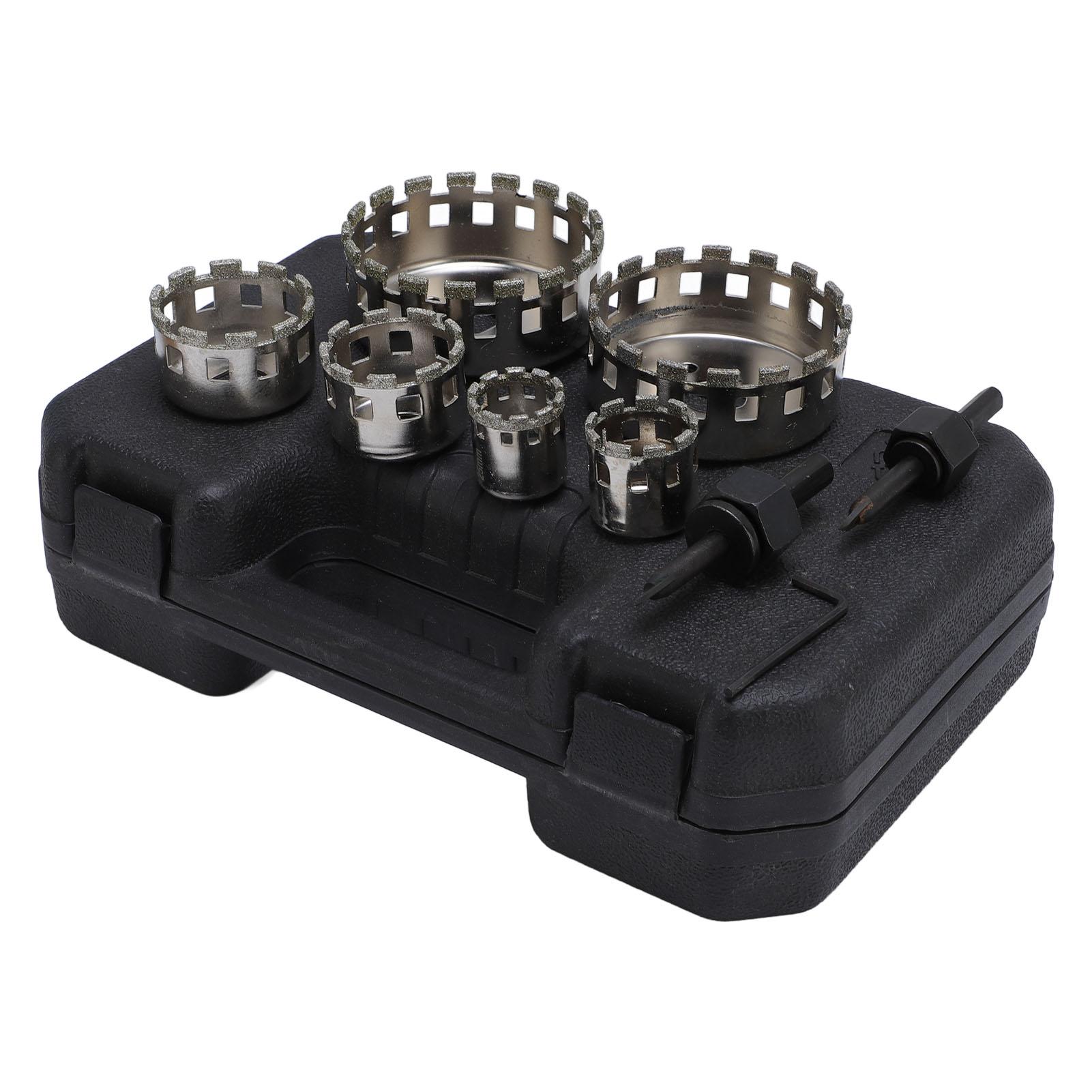 

9 Piece Set Hole Saw with Locating Center Bit Diamond Coated Brazing Hole Opener for Tile Marble Glass