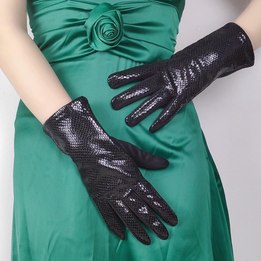 Fleece Lined Winter Warm Gloves Faux Animal Leather Faux Suede Gloves For Driving Riding