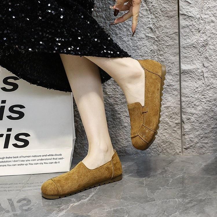 Frosted casual non-slip soft-soled single shoes for women 2025 autumn new one-pedal mother work shoes for women Doudou shoes for women