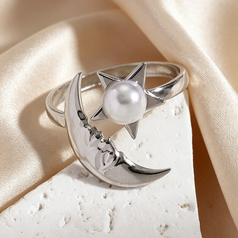 Stainless Steel Star Moon Shell Starfish Open Rings for Women Men Bohe Holiday Waterproof Rings Beach Party Jewelry Accessories