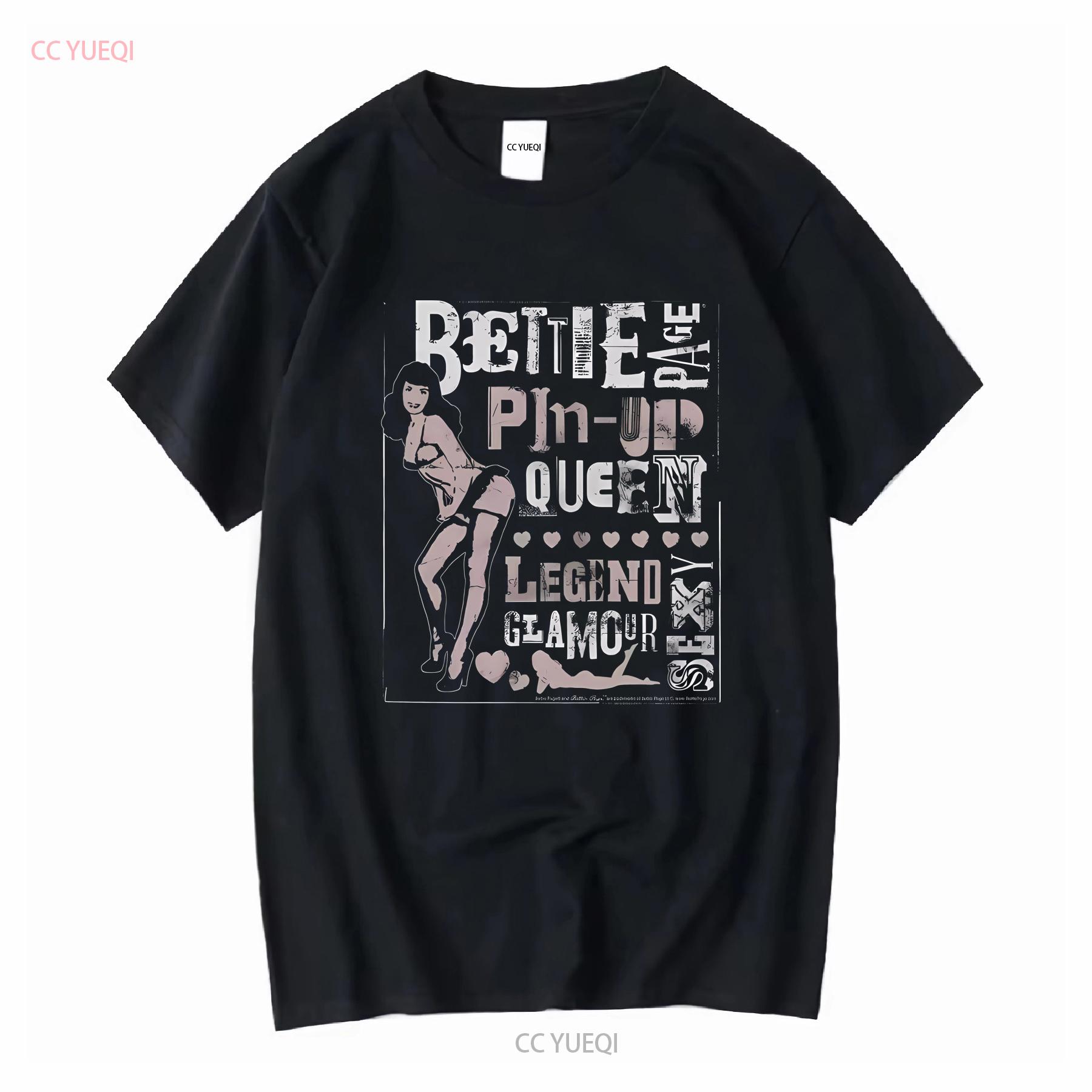 

Bettie Page Punk Style T Shirt Licensed 1950s Queen Of Pinups Model Black vintage Washed Top For Everyday Wear Slightly Casual 4XL