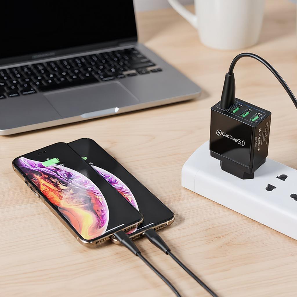 4-Port Fast Charger Quick Charge 3.0 Fast Charging Block Phone Charger Adapter for Smartphones Tablets