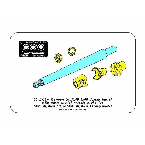 ABER 1/35 scale German 7.5cm Stuk.40 L/48 Sturmgesch?tz III Ausf.G Early & F8 Barrel (for Tamiya/Dragon) Plastic Model Kit Parts 35L58n