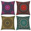 4Pcs Blue Orange Floral Tile Pattern Printed Pillow Cover Polyester Cushion Case 2D Flat Printing Pillowcase Retro Euro Style