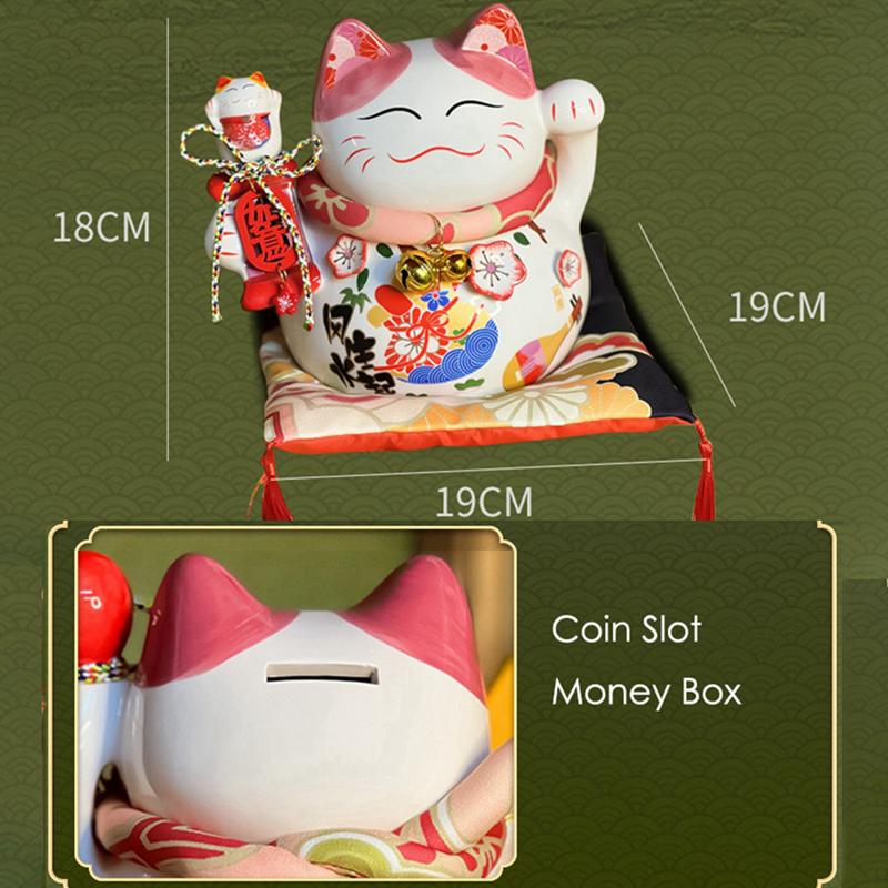 7.8 Inch Ceramic Maneki Neko Coin Bank Lucky Cat Daruma Money Box Home Decorative Ornament Fortune Cat