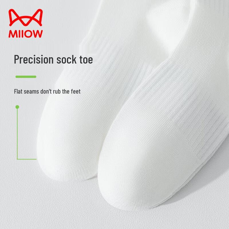 MIIOW Kids 5A Antibacterial Campus White Mid-Calf Cotton Socks