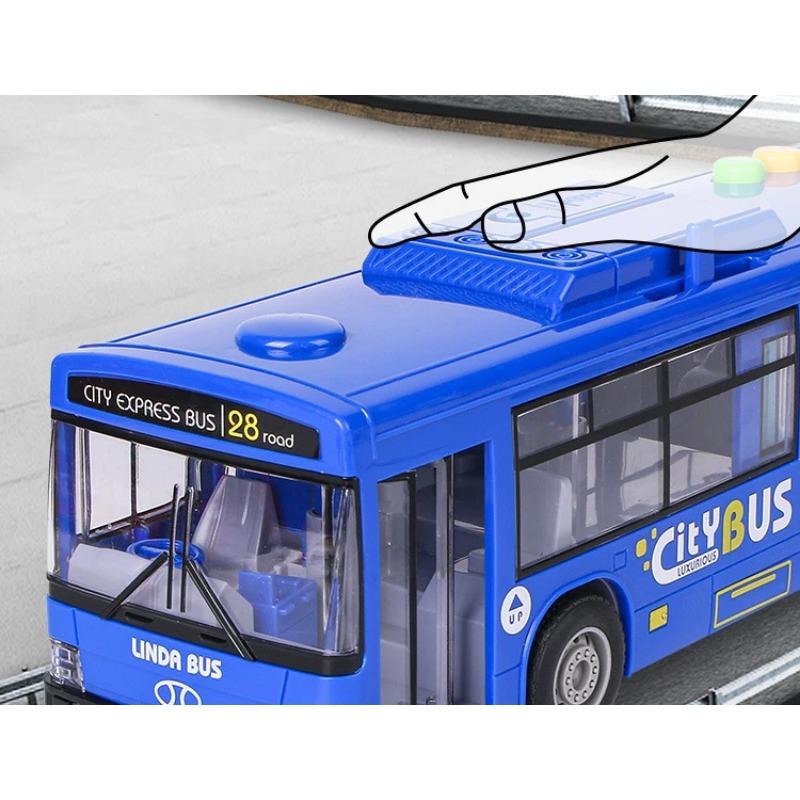 High Quality Simulation Bus Large Size Drop-resistant Light Music Inertia Bus Model Pull Back Car Educational Toys Gifts