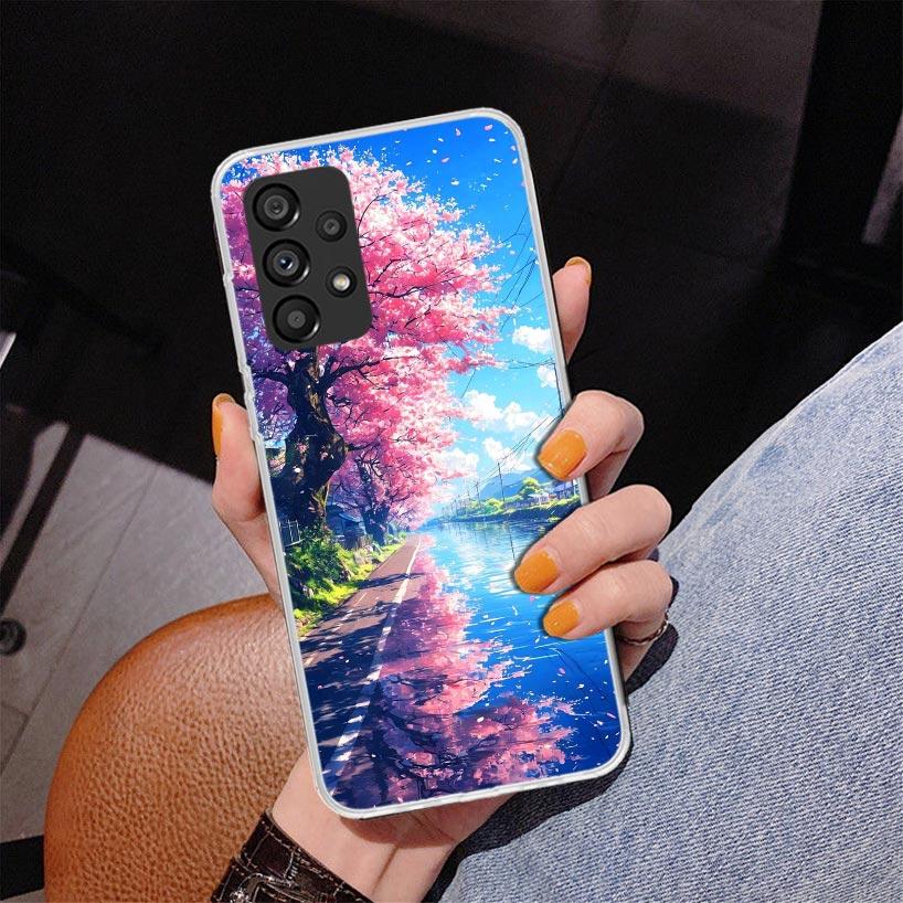 Japanische Kirschblüte Mount Fuji Handyhülle Für Samsung Galaxy A52 A32 A22 A12 A51 A31 A50S A30S A20S A10S Note 20 Ultra 10 Plus S10 A