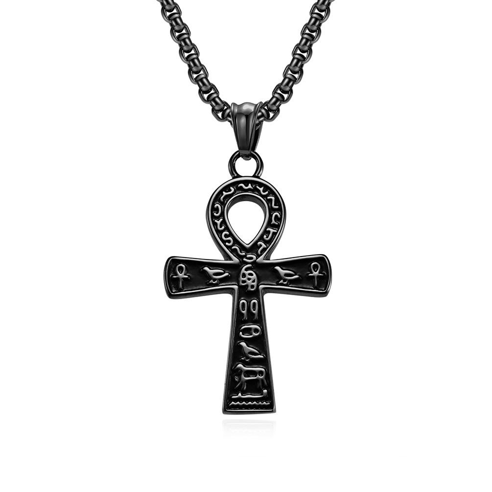 Ancient Egyptian Symbol Cross Titanium Steel Necklace Christmas Holiday Gift