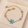 18K Real Gold Plated Brass Multi-Color Leaf CZ Trendy Tennis Bracelet Set Wavy Chain Bracelets with Assorted Gemstones