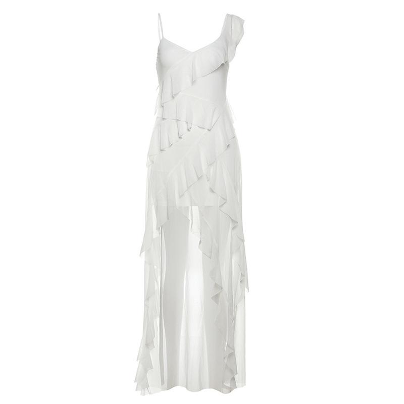 

Новое женское однотонное облегающее платье с высокой талией и V-образным вырезом без спинки M белый