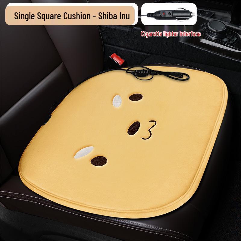 Plaid Heated Car Seat Cushion for All Seasons - Single Seat Interior Accessory.