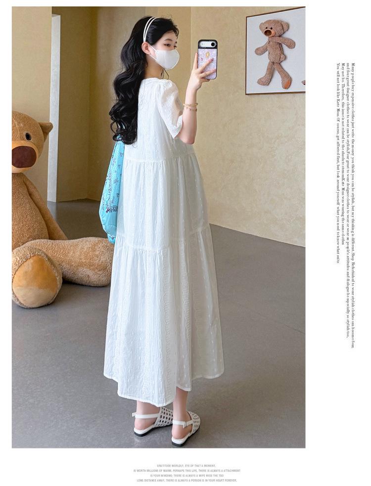 High-End Plus Size Maternity Summer Dress: Trendy, Simple, and Age-Reducing Long Skirt