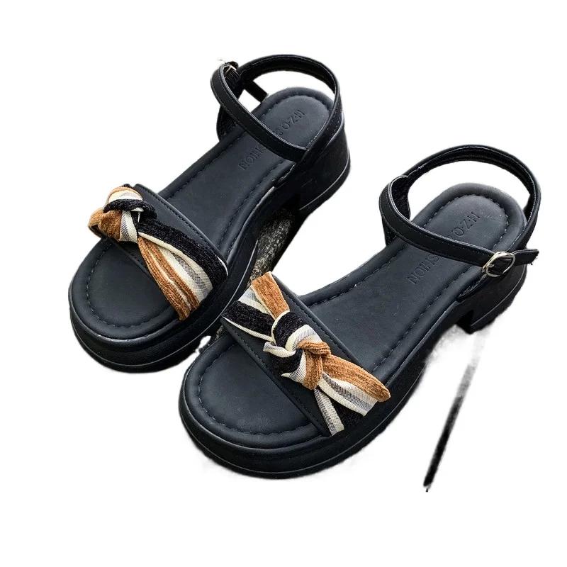 Mode 2025 Neue Schuhe Damen Schnallenriemen Damen Sandalen Mode Farbabstimmung Kleid Sommer Vielseitig Rutschfest Absatzsandalen Zapatos