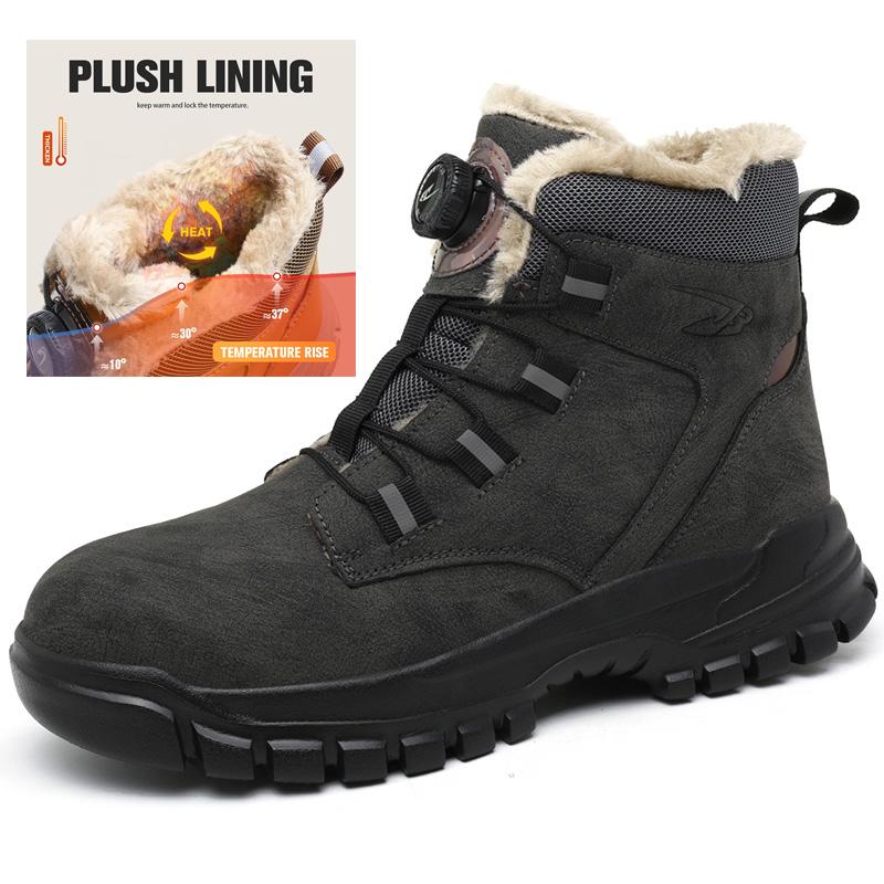 Waterproof Men Boots Rotating Buttons Safety Shoes Men Puncture-Proof Work Boots Steel Toe Shoes Light Indestructible Shoes