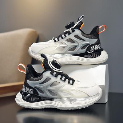 Boys' Leather Sneakers 2025 Spring and Autumn New Knob Children's Dad Shoes Middle and Old Children's Mesh Breathable Running Tide