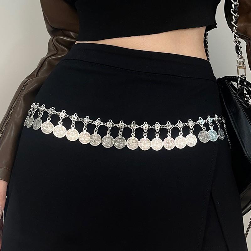 Metal Tassel Waist Chain Vintage Silver Bohemian Style Waistband Body Jewelry Waist Jewelry Ethnic Style Belt