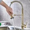 Black Rotatable Dual-Speed Kitchen Faucet with Spring Design for Hot and Cold Water
