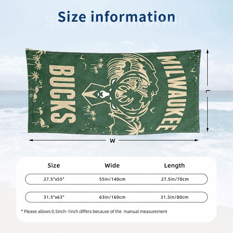 Milwaukee Bucks Microfiber Beach Towel Quick Dry Sand Free Lightweight Beach Towels for Travel Swimming Camping