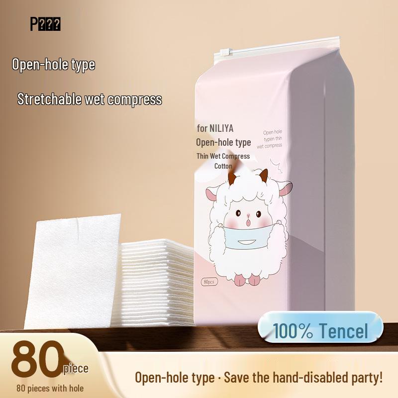 Niliya Tencel Perforated Ultra-Thin Cotton Makeup Pads for Face & Eyes - Stretchable, All-Cotton, Three-in-One Wet Compress.