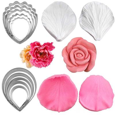 5/7Pcs Peony Petal Veiner Silicone Mold Stainless Steel Cutter Mould Handmade Fondant Flower Molds Cake Decorating Tool Bakeware