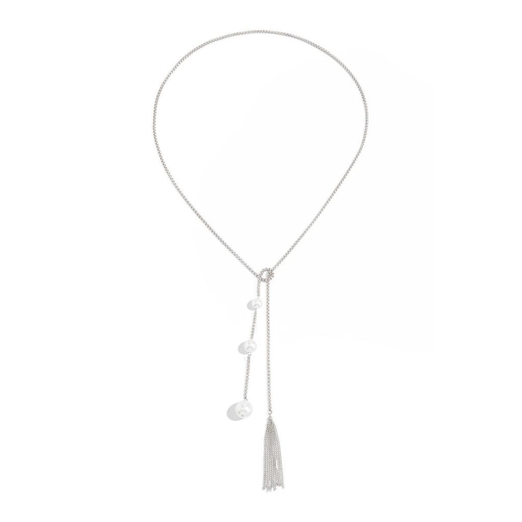 Fashion Snake Bone Chain Imitation Pearl Women's Necklace Exaggerated Gold Long Flowing Su Adjustable Necklace Party Jewelry