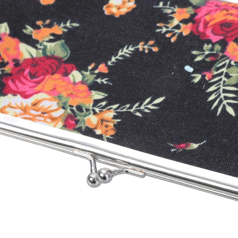 Monedero Floral, Monedero con Cierre de Beso de Rosa para Mujeres Niñas Billeteras Lindas de Moda con Cierre Monedero de Coche Vintage