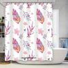 Watercolor Shower Curtain Feather Flower Pattern Decorative Liner for Bathroom Pink Purple Green Floral Design Size Customizable