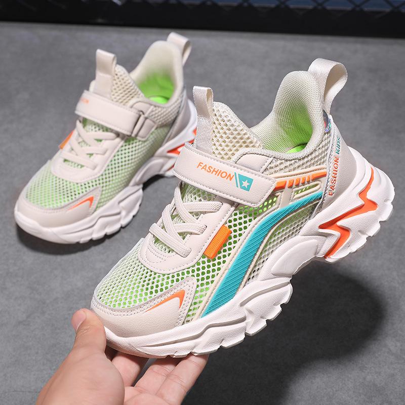Children's sports shoes spring and summer mesh breathable middle and older children's casual running shoes boys and girls students low-top white shoes