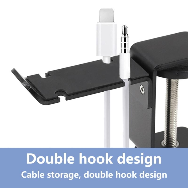 Under Desk Headsets Holder Featuring 360 Swivels Hook and Builts In Cable