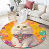 Magical Cat Round Area Rug,Carpet Rug for Living Room Bedroom Sofa Playroom Decor,Non-slip Floor Mat