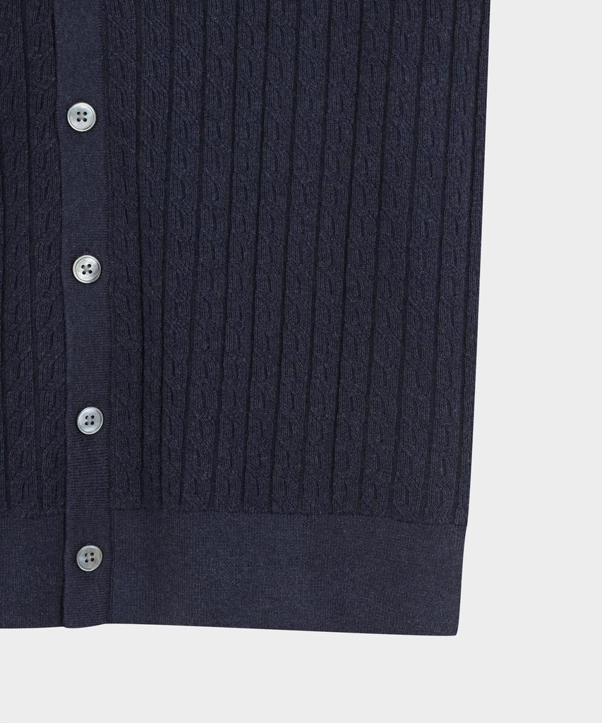 Brooks Brothers Cotton Cable Polo Cardigan (Navy) (Bbwcmmf302)