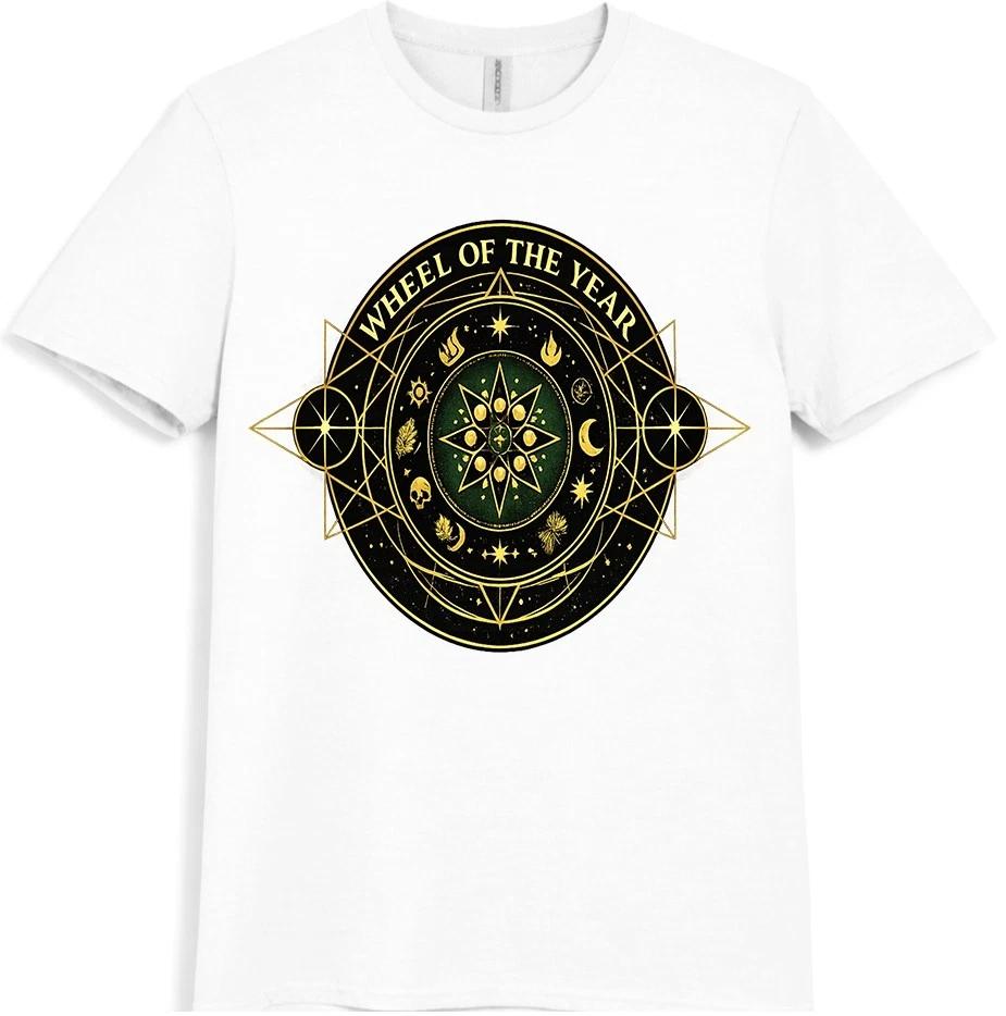 Wheel Of The Year T Shirt Pagan Wicca Sabbat Sacred Geometry Witchcraft Tee 3XL