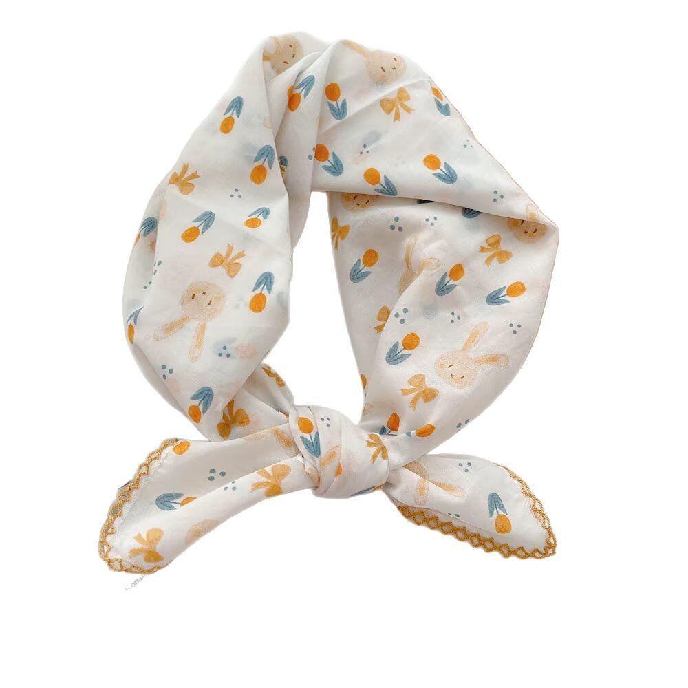 70 Printed Small Square Scarf Women'S Cotton And Linen Red Retro Silk Scarf Literary Small Fresh Triangular Decorative Scarf