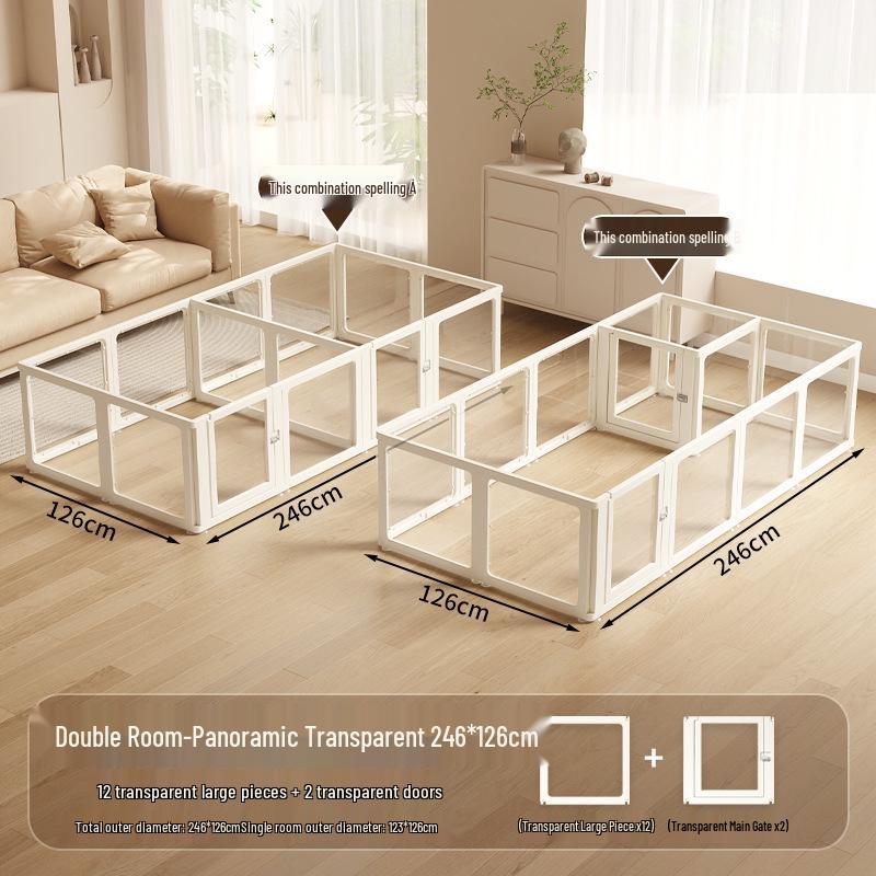 Gard Interior din Acril Transparent pentru Câini Mici - Incintă de Siguranță & Casuță pentru Câini