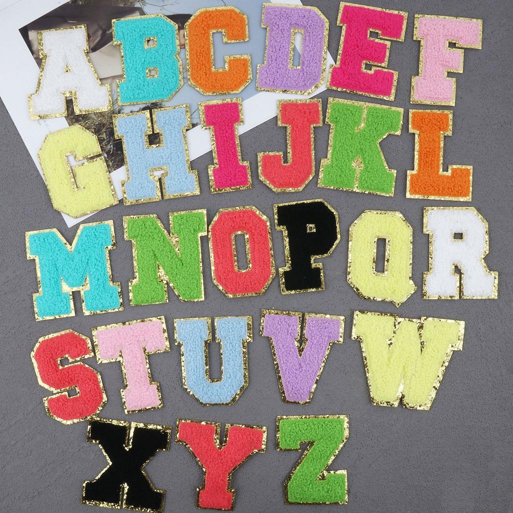 Hot Mixed Color 26 English Letters Towel Embroidery Embroidery Cloth Sticker Computer Embroidery Cloth Sticker Clothes Patch Sticker