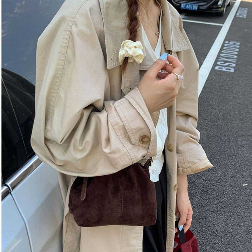 Handbag Slouchy Hobo Bags Large Capacity Solid Color Tote Bag Suede Pleated Cloud Bag  Travel