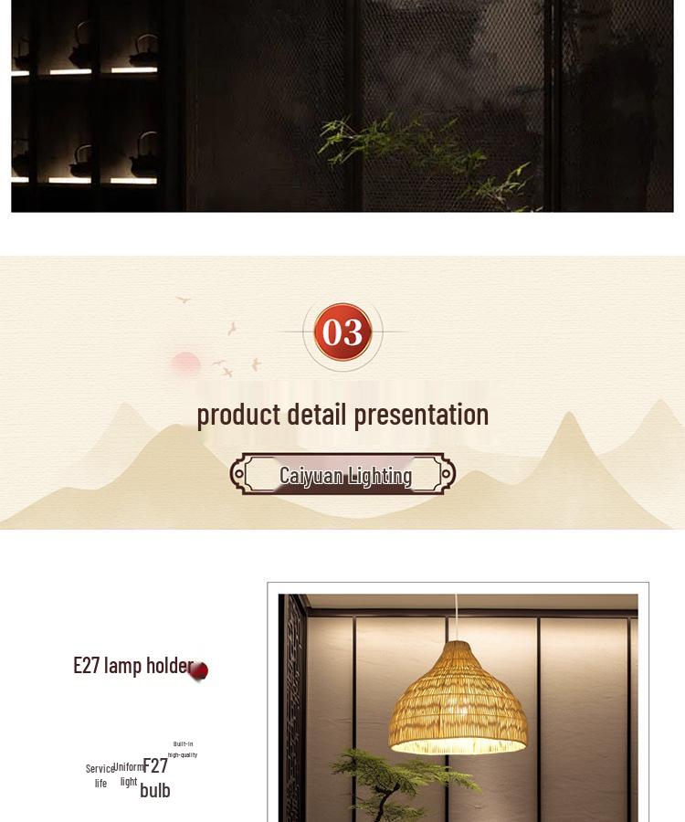 Wabi-Sabi Bamboo Rattan Pendant Lamp: Zen-Inspired Teahouse Lighting